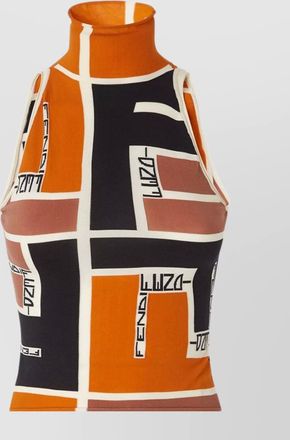 Fendi geometric halter neck top in contrasting tones