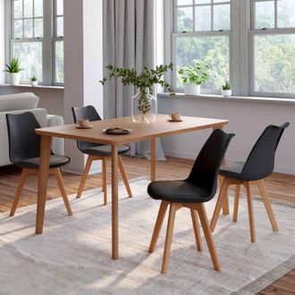 IDMarket Idmarket - Juego De 4 Sillas De Comedor Escandinavas Sara Negras