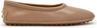 Tod's Gomma Leather Ballet Flats - Nude - 38 (IT38 / UK5)