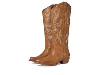 Frye and Co. Irlene Tall Deco Stitch Cowboy Womens Boots Caramel : 8.5 M, Suede