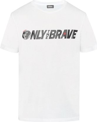 Diesel T-Just-SV Only The Brave Logo Witte T-Shirt