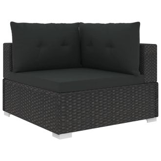 Berkfield Home Comfortable 6 Piece Garden Lounge Set with Cushions Poly Rattan Black