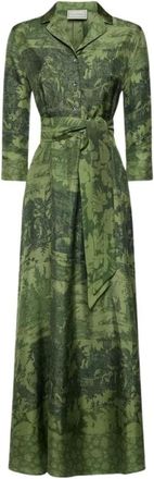 Pierre-Louis Mascia Aloegum Overhemdjurk - Dames - Maxi kleedjes - Groen - XS - Leer - Kleedjes