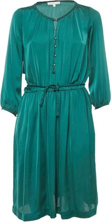 Sandro Midi-jurk met gevlochten strik en satijn-effect - Groen