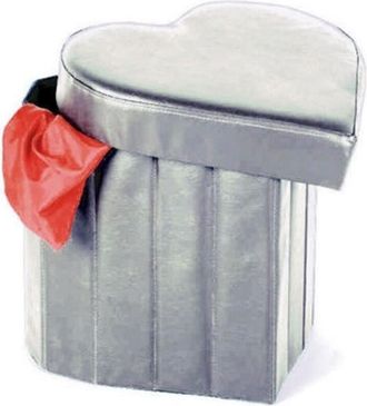 Trade Shop Trade Shop - Pouf Caja De Almacenamiento Puff Fousped Con Forma De Coraz&oacute;n En Color De Piel Sint&eacute;tica - Grey