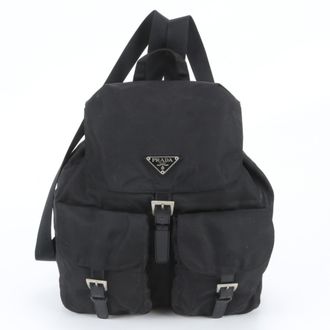Prada Black Leather Nylon Backpack (Pre-Owned)
