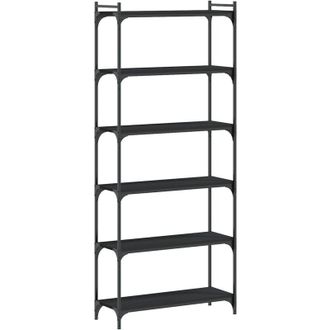 vidaXL Vidaxl - Librería de 6 estantes madera de ingeniería negro 80x30x188 cm