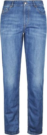 Brunello Cucinelli Lichtgewicht Denim Traditionele Pasvorm Vijf-Pocket Broek - Heren - Slim Fit Jeans - Blauw - 2XL - Denim - Jeans