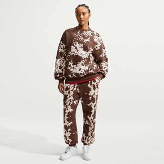 Nike Womens Studio Fleece Medium Weight Oversized High-Rise Cuffed Pants in Brown | IZ3889-259