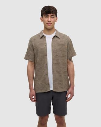 tentree Copeland Shirt in Clay Flash Stripe at Nordstrom, Size Xx-Large