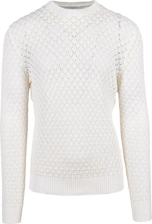 Eleventy White Cotton Tricot Sweater