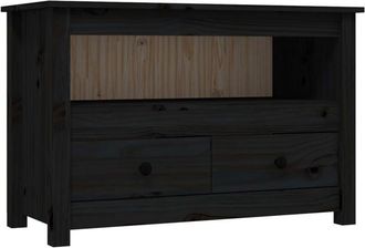 vidaXL Tv Cabinet Black 79x35x52 cm Solid Wood Pine Vidaxl