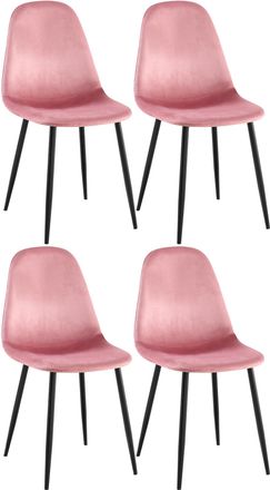 Clp Clp - Conjunto De 4 Sillas De Comedor Napier Rosado Terciopelo