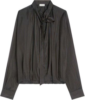 Dries Van Noten Cupro Blouse Met Trekkoord