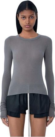 Rick Owens Ribbed Long Sleeve T-Shirt - Dames - Longsleeves - Grijs - L - Tops