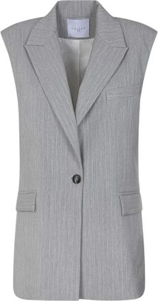 Ga&euml;lle Paris Single-breasted Over-in Polyviscous Vest - Dames - Gillet - Grijs - M - Leer - Kostuums