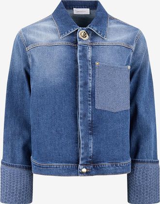 Fabiana Filippi Boxy-Jeansjacke mit Kaschmir-Strick-Details