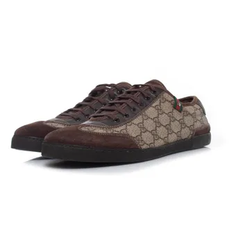 Gucci Pre-owned Mens GG canvas low top trainers - Brown - Size EU 42