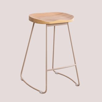 Sklum Pack De 4 Taburetes Altos En Acero Y Madera De Olmo Neicol Sklum