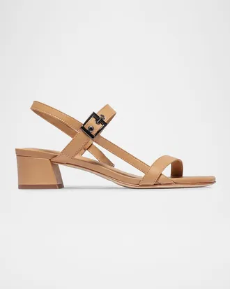Bernardo 35mm Jinji Leather Strappy Block-Heel Sandals