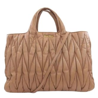Miu Miu Pre-owned Tote Bags, female, Brown, Size: ONE SIZE Pre-owned Lambskin Tote Bag