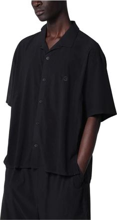Yohji Yamamoto Short Sleeve Shirts, male, Black, Size: L Ultralight Woven Shirt