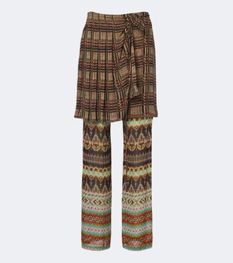 Dries Van Noten Printed layered wide-leg pants