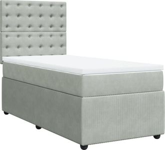 vidaXL Cama Box Spring Con Colch&oacute;n Terciopelo Gris Claro 80x200 Cm Vidaxl