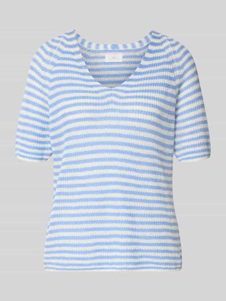 Fynch-Hatton Fynch-Hatton T-Shirt aus Leinen mit V-Ausschnitt in Hellblau, Gr&ouml;&szlig;e XXL