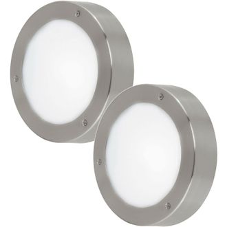 Loops 2 PACK IP44 Outdoor Wall Light Stainless Steel 5.4W Built in LED Porch Lamp in Metallics