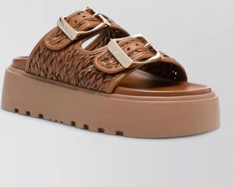 Casadei platform sandals woven straps open toe ridged