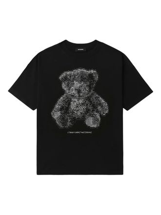 We11done bear-print slim-fit T-shirt - women - Cotton - L - Black