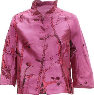 Shiatzy Chen purple oriental abstract silk brocade cropped jacket IT44 L