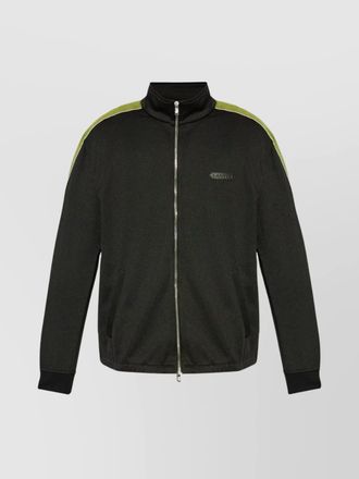 Lanvin mock neck logo appliqu&eacute; zip sweatshirt