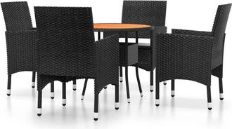 vidaXL Vidaxl - Juego De Comedor Para Jard&iacute;n 5 Piezas Rat&aacute;n Sint&eacute;tico Negro