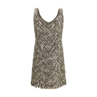 Brunello Cucinelli Womens Beige Paper Cocktail Dress
