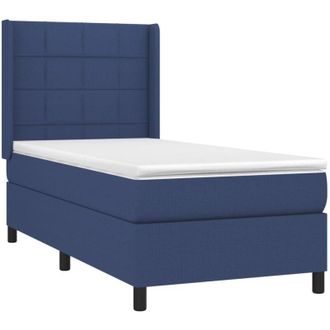 vidaXL Cama Box Spring Con Colch&oacute;n Tela Azul 80x200 Cm Vidaxl