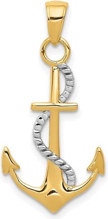 Diamond2Deal 10k Yellow Gold Rhodium Polished Anchor Rope Pendant