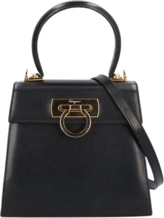 Ferragamo Pre-owned Handbags, female, Black, Size: ONE SIZE Pre-owned Gancini Shoulder Bag