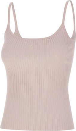 Courr&egrave;ges Reedition Gebreide Tanktop - Dames - Tops zonder mouwen - Roze - M - Polyester - Tops