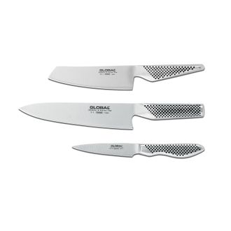 Global G-2538 3 Piece Knife Set with Chefs, Vegetable and Paring Knife