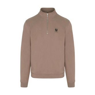 Belstaff Patch Logo 1/4 Zip Sweatshirt - male - Belstaff - Zip-throughs - Brown - 2XL - Sweatshirts & Hoodies