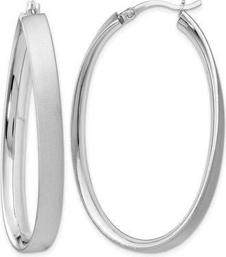 Diamond2Deal Sterling Silver Satin Oval Shape Hoop Earrings