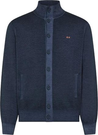 Sun 68 V-neck Button Cardigan - Heren - Vesten - Blauw - XL - Truien & Vesten