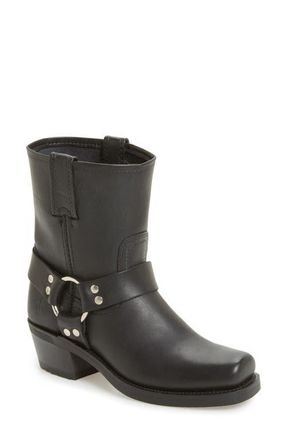 Frye Harness Square Toe Engineer Boot in Black Leather at Nordstrom, Size 8.5