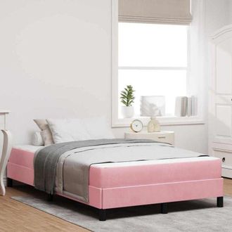 vidaXL Box Spring Bed with Mattress Pink 120 x 210 cm Fabric vidaXL