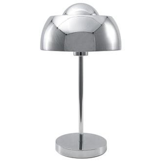 Beliani Beliani - L&aacute;mpara De Mesa De Metal Plateado 44 Cm Pantalla Redonda Interruptor Cable Moderno Industrial Senette