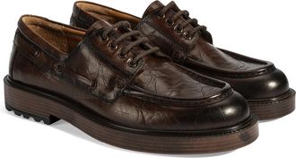 Desa Man Leather Lace-Ups - Printed Upper, Flat Heel, Breathable | Brown - 43