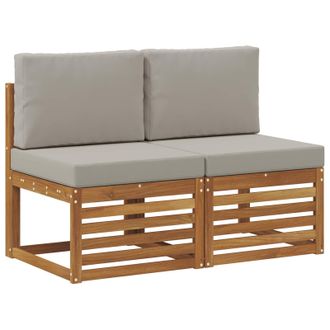vidaXL 2 Pieza Sof&aacute; Intermedio De Exterior Madera De Acacia S&oacute;lida Vidaxl