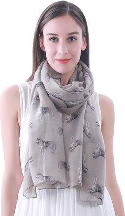 Lina & Lily Siberian Husky Dog Print Womens Scarf Shawl Wrap (Khaki)(Size: One Size)